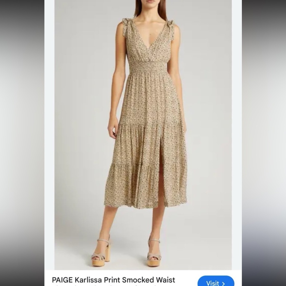 PAIGE Karlissa Floral Linen-Cotton Midi-Dress